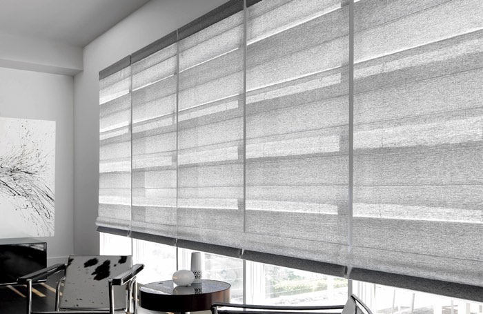 Light shades covering large business window
